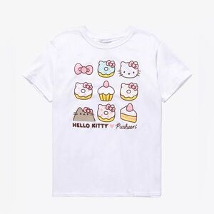 Hello Kitty X Pusheen Sweet Snacks Boyfriend Fit Girls T-Shirt 🍩 🧁